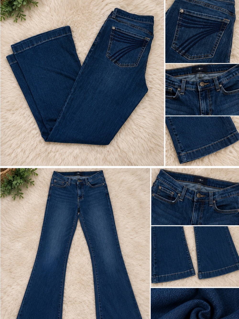 7 For All Mankind Dark Blue Flare Jeans